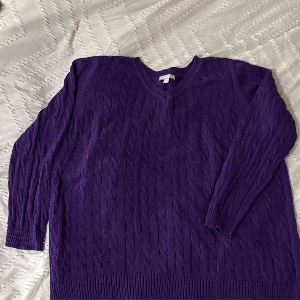 Woman Within V-Neck Purple Sweater